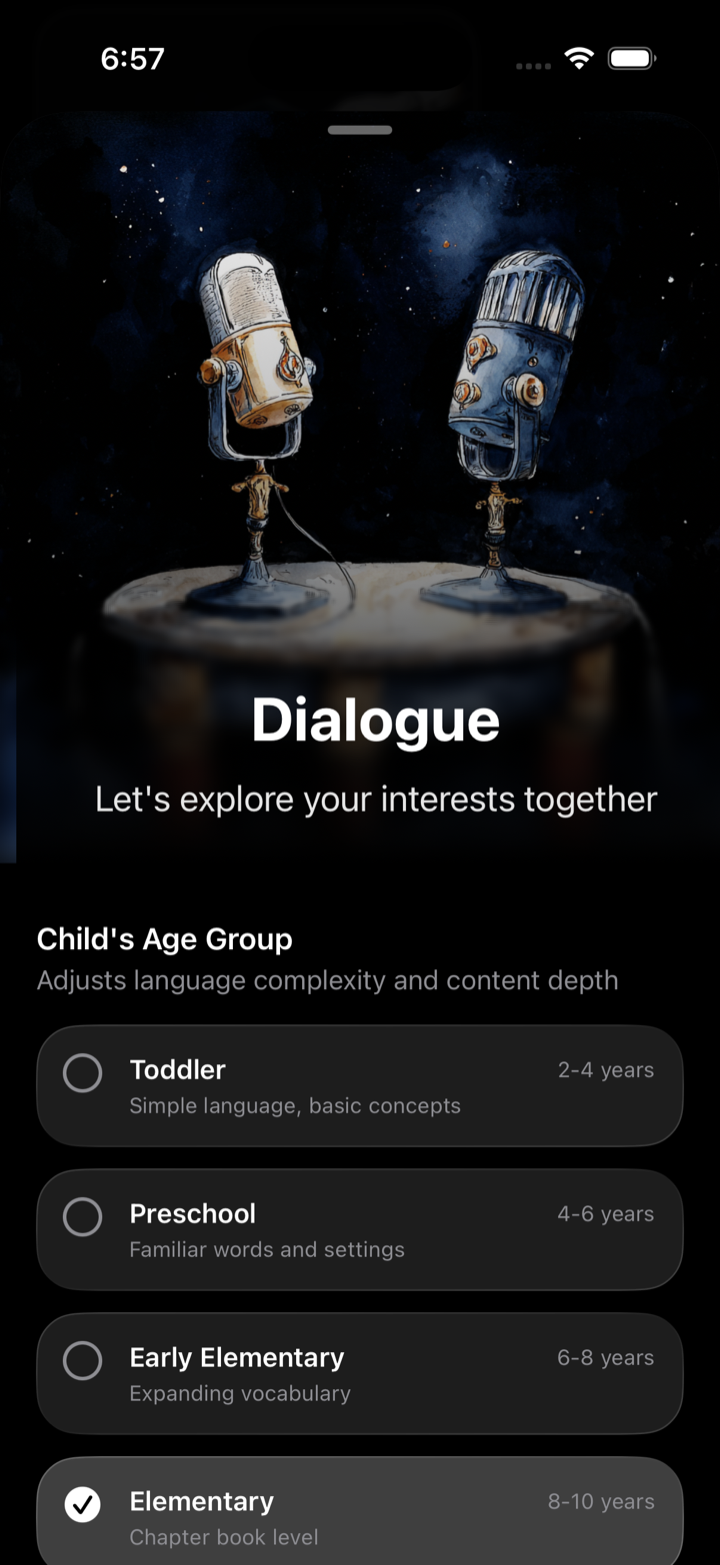 Bairn app — choosing the Dialogue podcast format with two hosts